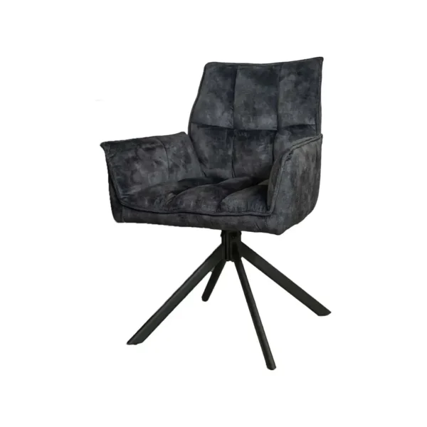Eetkamerstoel Dani Velvet Blauw is bekleed met velvet-stof. De stoel is 180 graden draaibaar en heeft een return memory functie. De stoel is voorzien van een metalen zwarte poot. Deze stoel is verkrijgbaar in Goud, Groen, Antraciet en Blauw.